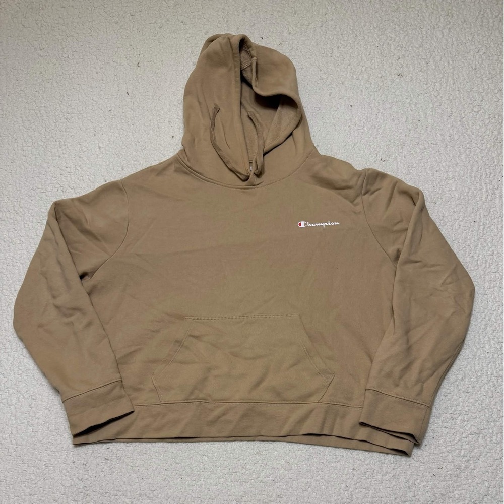 Champion Mens Sweatshirt Hoodie XL Tan Pullover Authentic Athleticwear Fleece